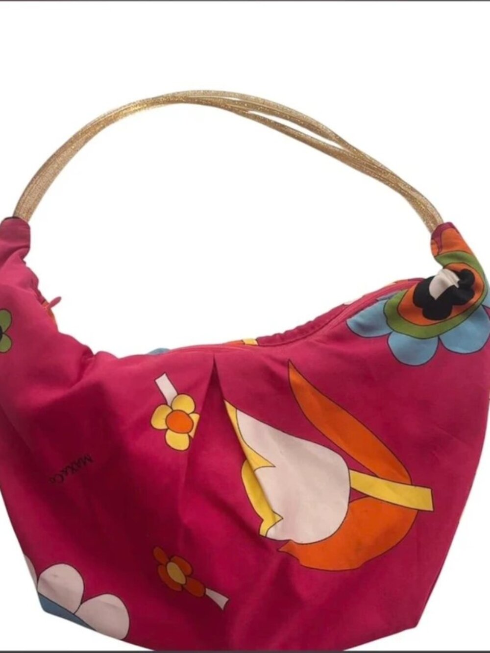 Vintage Y2K MAX&Co Pink Satin Floral Shoulder Bag – Rare Graphic Print Hobo